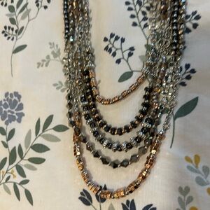 Premier Designs Multi-Layer Black and Gold Necklace